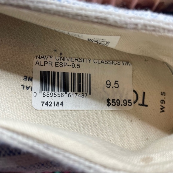 Toms Classic Espadrille Navy Blue University Stripes size 9.5 - Picture 6 of 8